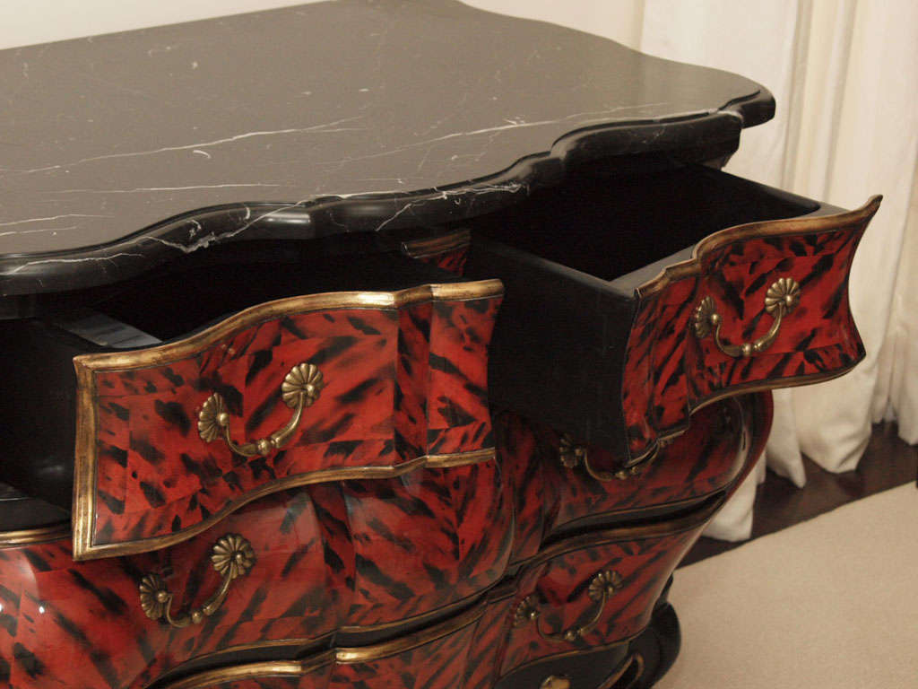 SATURDAY SALE Extravagant Lacquered Bombe Chest For Sale 3