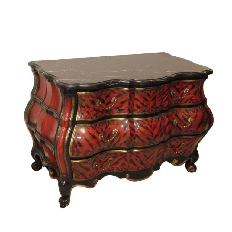 SATURDAY SALE Extravagant Lacquered Bombe Chest For Sale