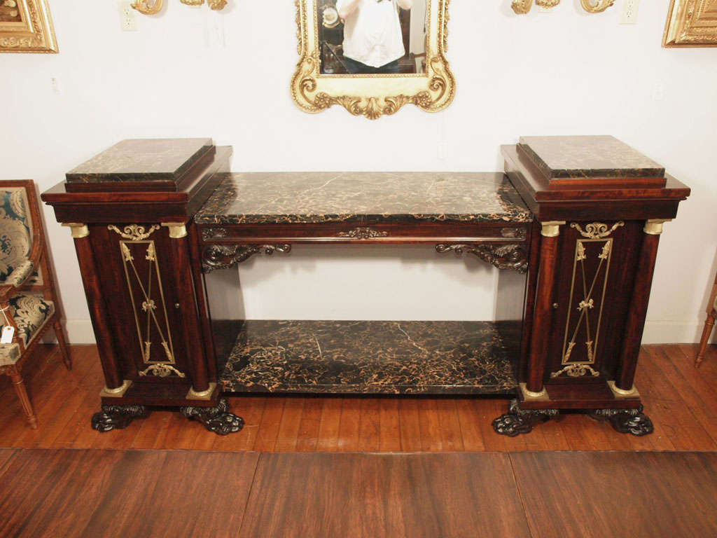 Antique French Louis XVI Walnut Marble Top Server