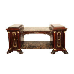 Antique French Louis XVI Walnut Marble Top Server