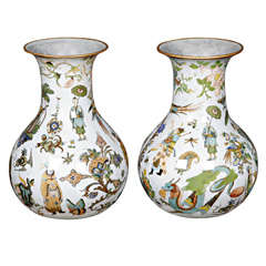 A Pair Of Late 19th Century Decalcomania Vases