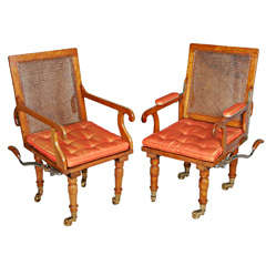 Two Satinwood Campaign Chairs