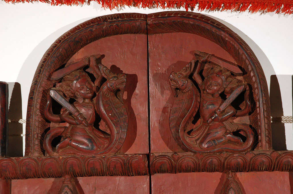 19th Century 2 doors panels with Hindu Goddess carved