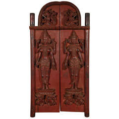 Antique 2 doors panels with Hindu Goddess carved