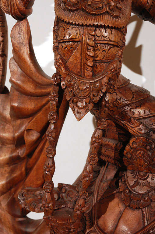 Baltic Balinese Dancer Goddess Wood Sculpture