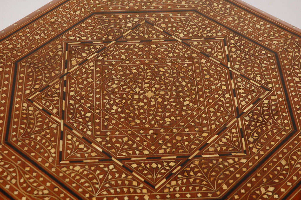 Anglo Indian folding Rosewood Ivory Inlaid Octagonal Side Table 2