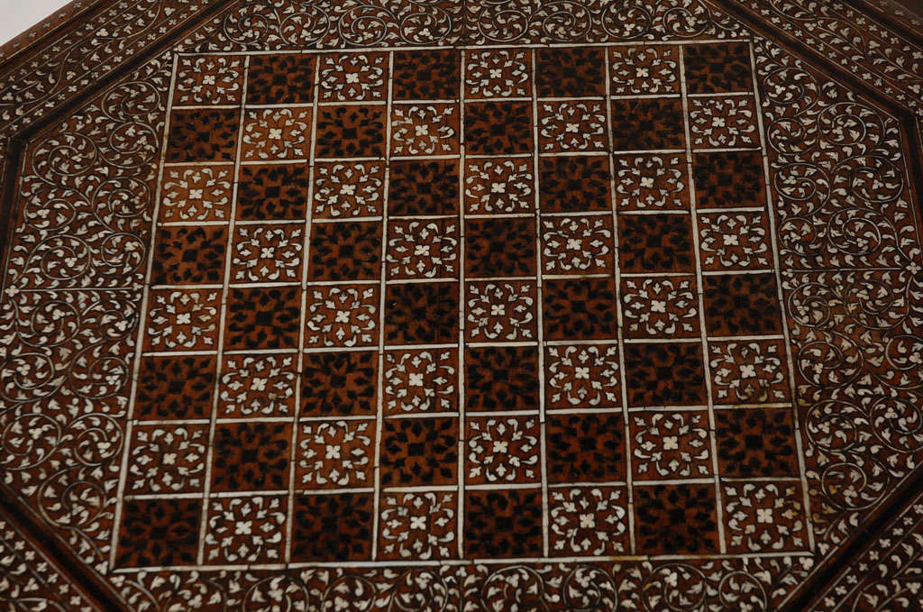 Anglo-Indian Octagonal Table with Inlay Chess Board 1