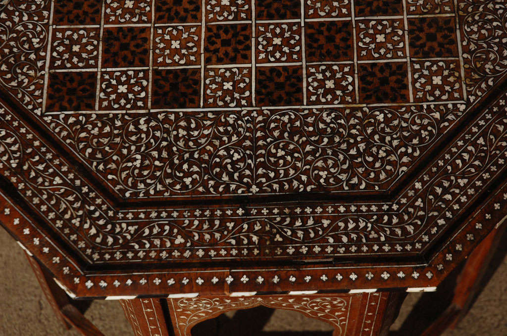 Anglo-Indian Octagonal Table with Inlay Chess Board 2