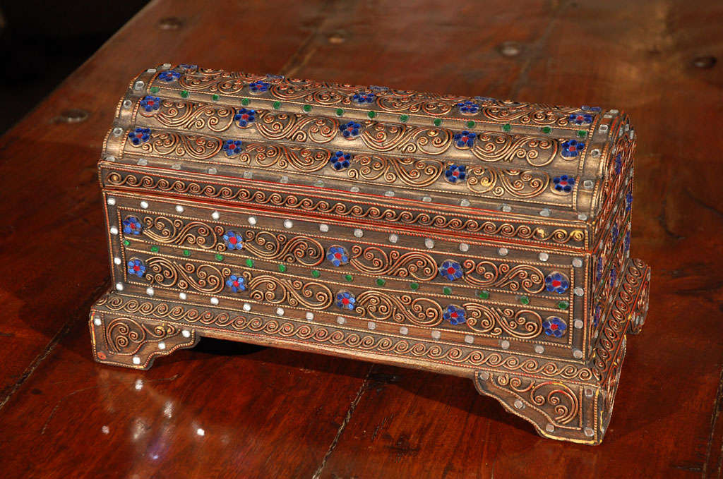Anglo Raj Set of Three Decorative Asian Thai Gilt Boxes