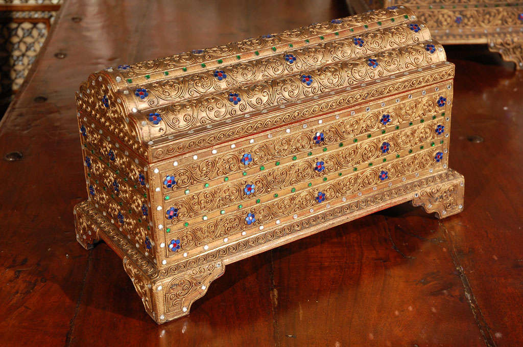 20th Century Set of Three Decorative Asian Thai Gilt Boxes