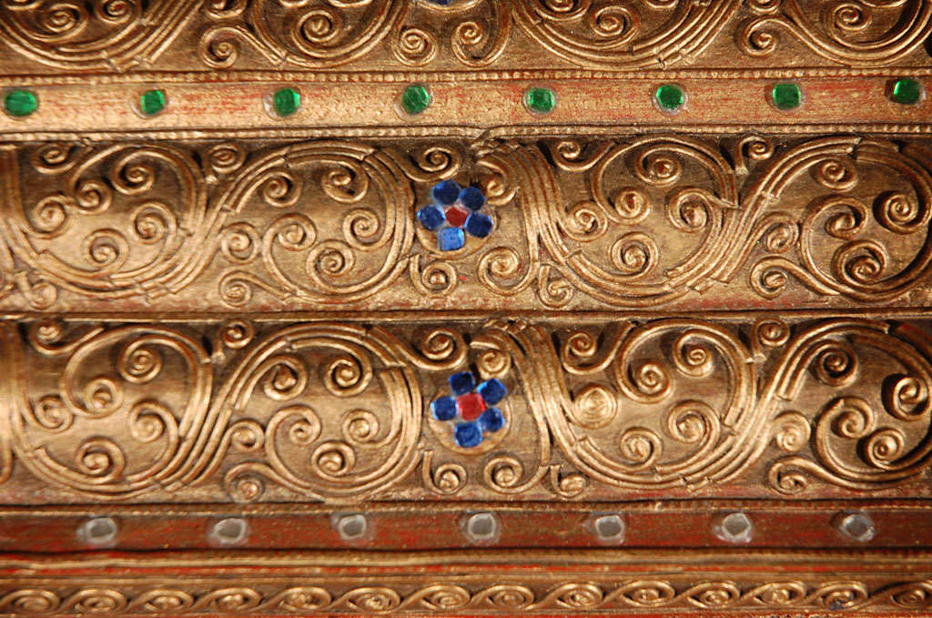 Wood Set of Three Decorative Asian Thai Gilt Boxes