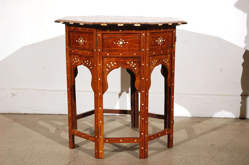 Anglo Indian folding Rosewood Ivory Inlaid Octagonal Side Table at 1stDibs