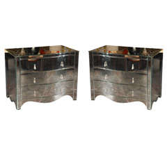 Pair of Mirrored Commodes