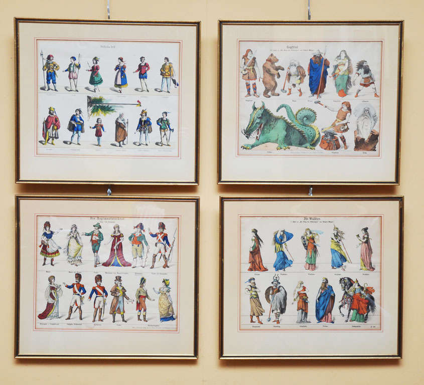 Set of Four German Costume Prints for Opera, Mid-19th Century
