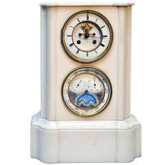 French White Marble Mantel Clock, Circa 1860