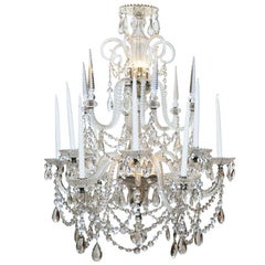 George IV 12-Light Cut Crystal Chandelier, Circa 1830