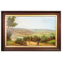 Late 19th Century F. Nutz Framed Landscape Oil on Canvas