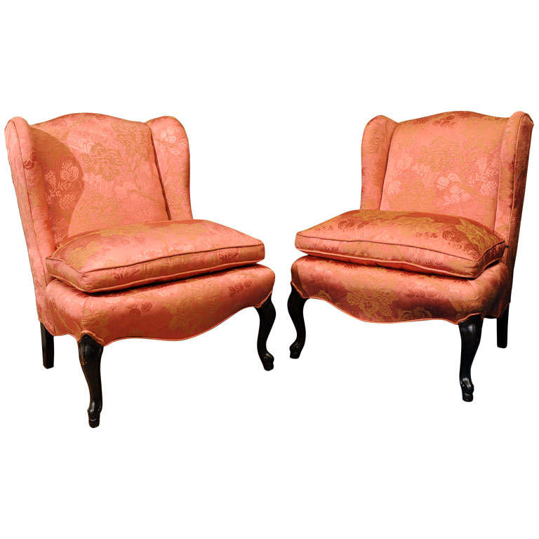 19th c. Pair of Louis XV Style Upholstered Chaises