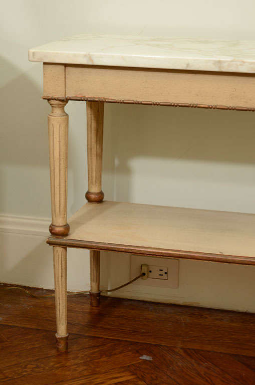 Louis XVI Style Marble Top Painted Low Console