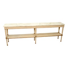 Louis XVI Style Marble Top Painted Low Console Louis XVI Style Marble Top Painted Low Console