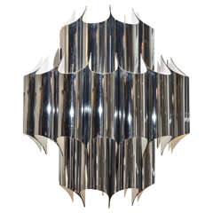 Fabulous Vintage Chrome and Plated Steel Chandelier by Robert Sonneman