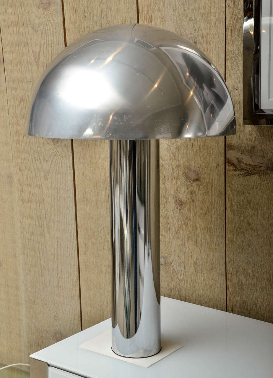 Attractive pair of vintage chrome mushroom lamps