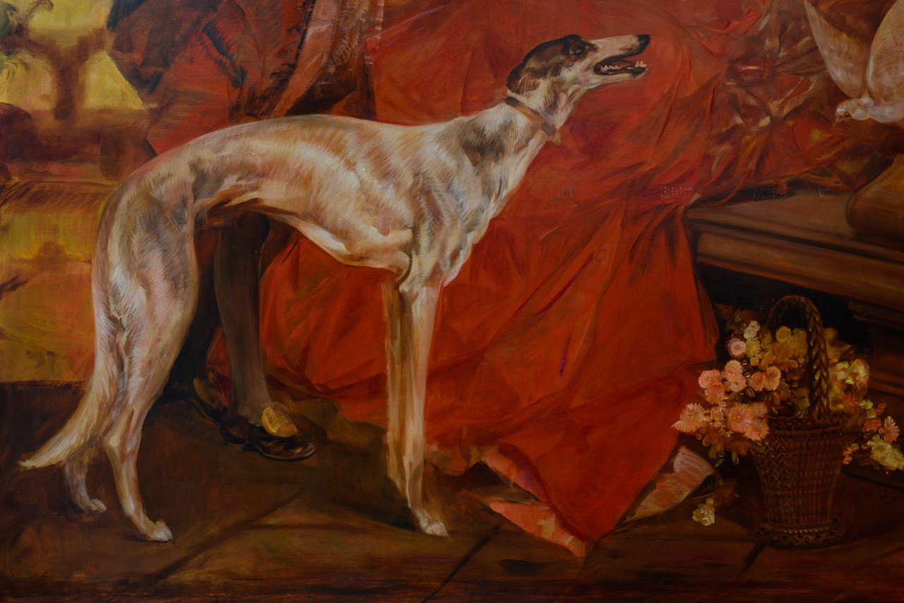 Mid-20th Century Fabulous Art Deco Painting of a High Society Lady For Sale