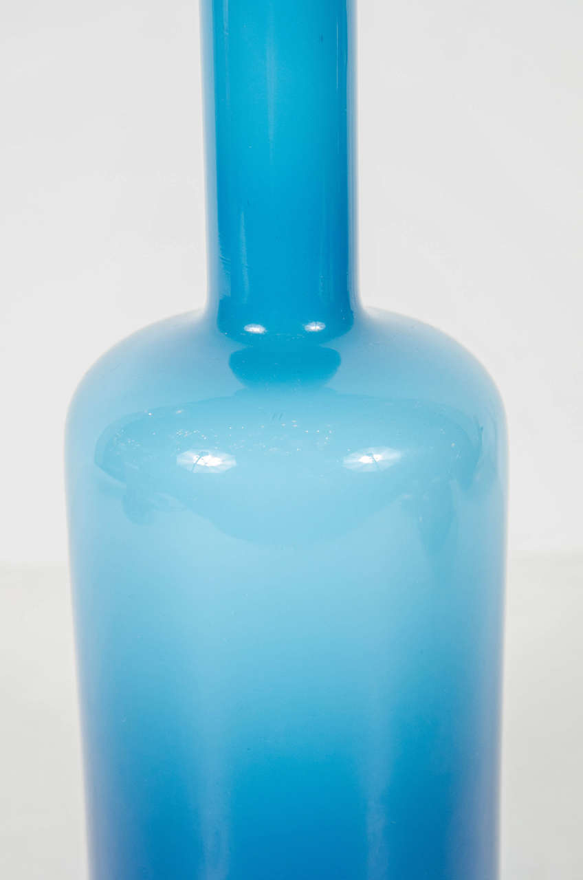 Mid-Century Modernist Turquoise Glass Vase by Otto Brauer for Holmegaard In Excellent Condition In New York, NY