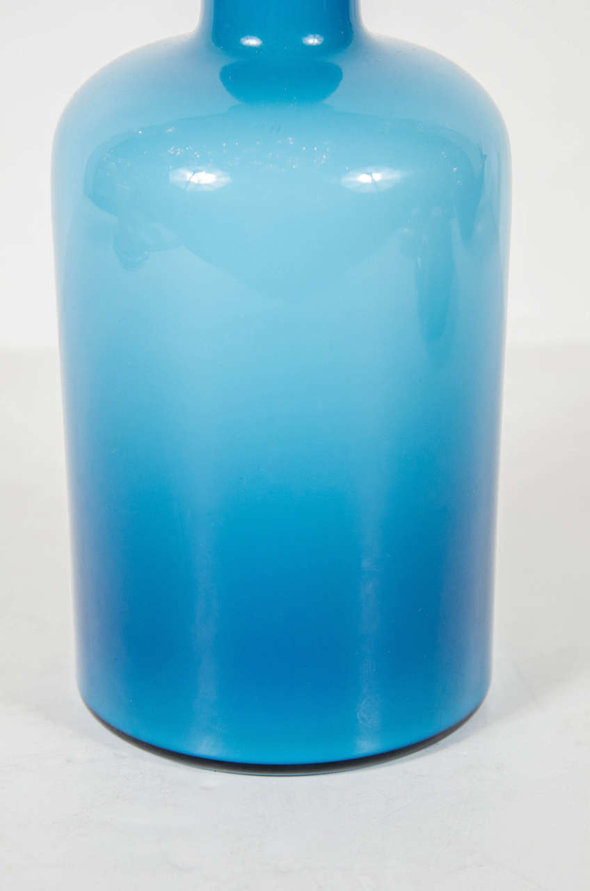 Mid-20th Century Mid-Century Modernist Turquoise Glass Vase by Otto Brauer for Holmegaard