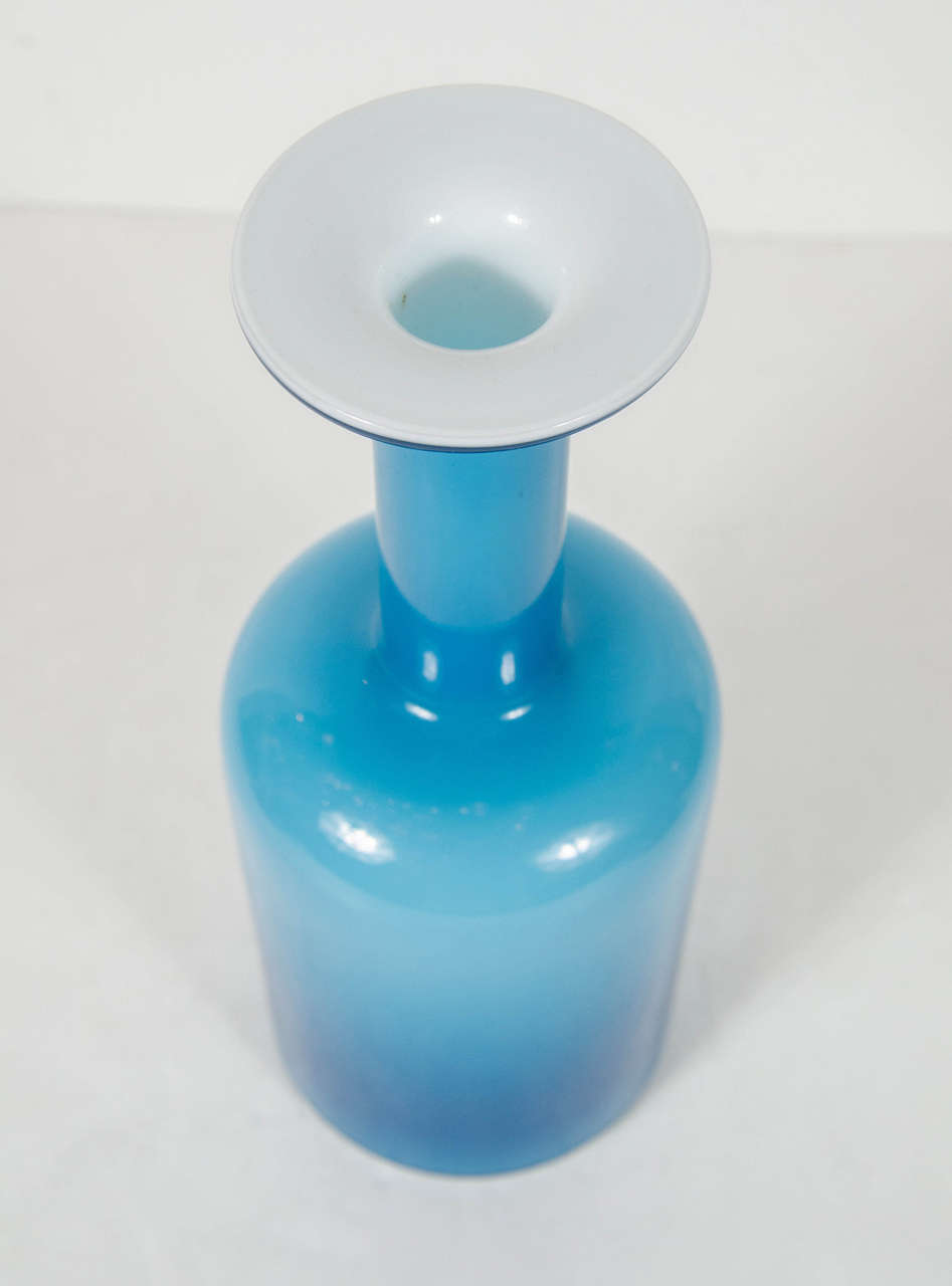 Mid-Century Modernist Turquoise Glass Vase by Otto Brauer for Holmegaard 1