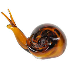 Mid-Century Modernist Hand-Blown Murano Glass Snail by Alfredo Barbini