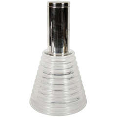 Art Deco Skyscraper Style Glass and Silver Plate Decanter