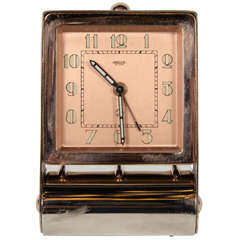 Art Deco Rose Gold Table or Travel Alarm Clock