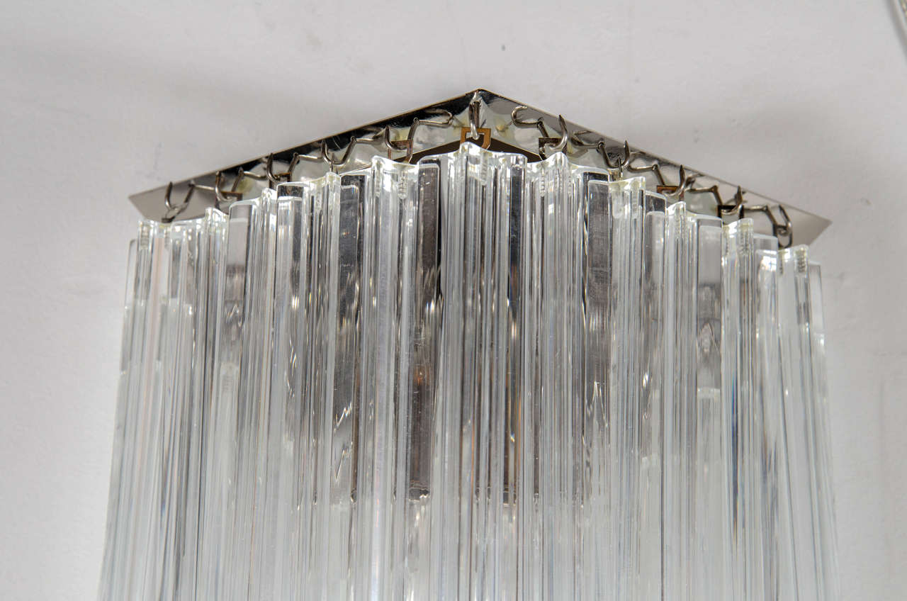 Late 20th Century Ultra Chic Pair of Mid-Century Modernist Triedre Cut-Crystal Camer Sconces
