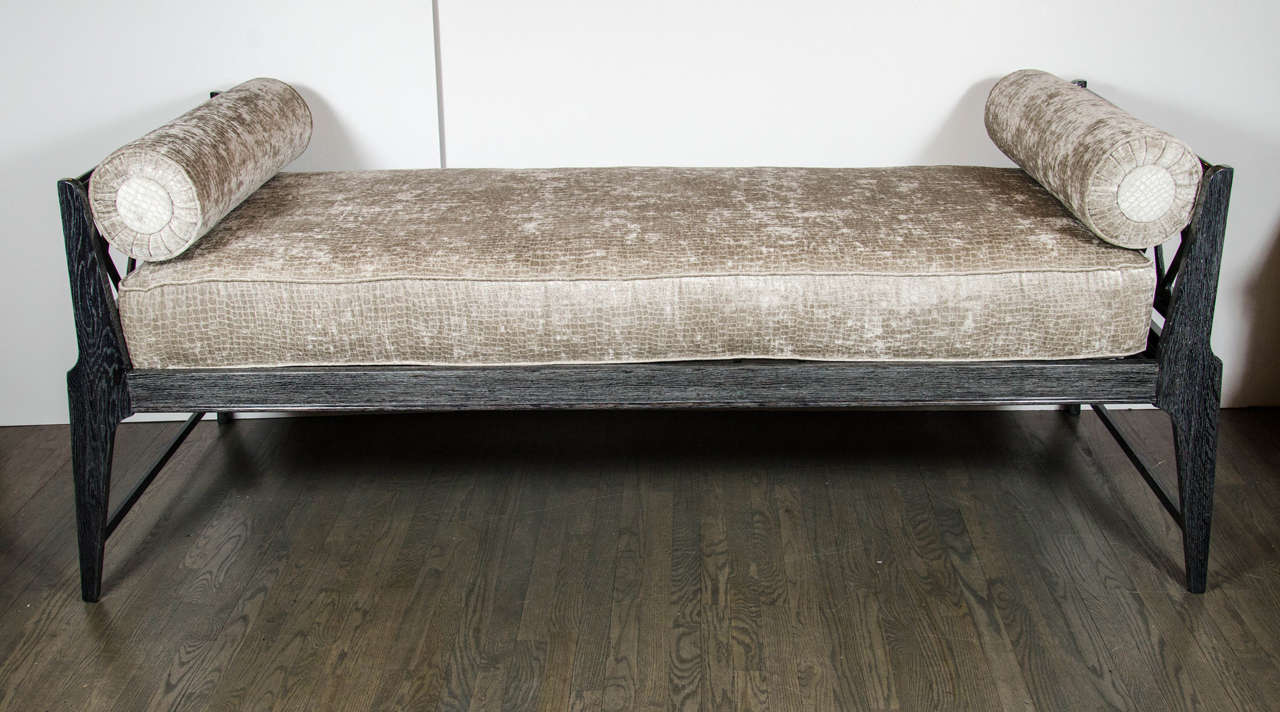 Mid-Century Modernist Silver Ceruse Daybed in the Manner of Andre Arbus In Excellent Condition In New York, NY