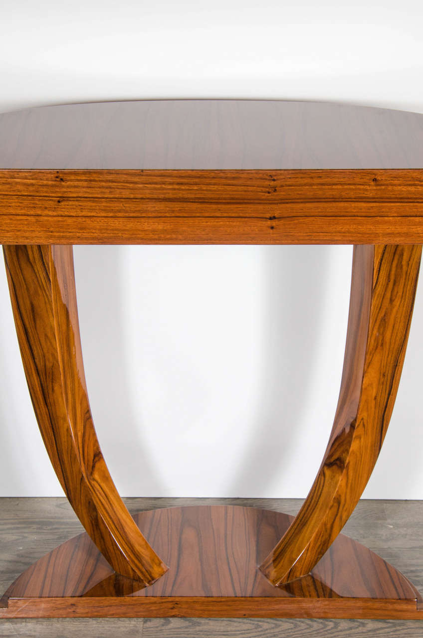 Art Deco Demilune Console Table in Book-Matched Rosewood 1
