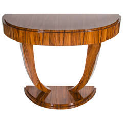 Art Deco Demilune Console Table in Book-Matched Rosewood