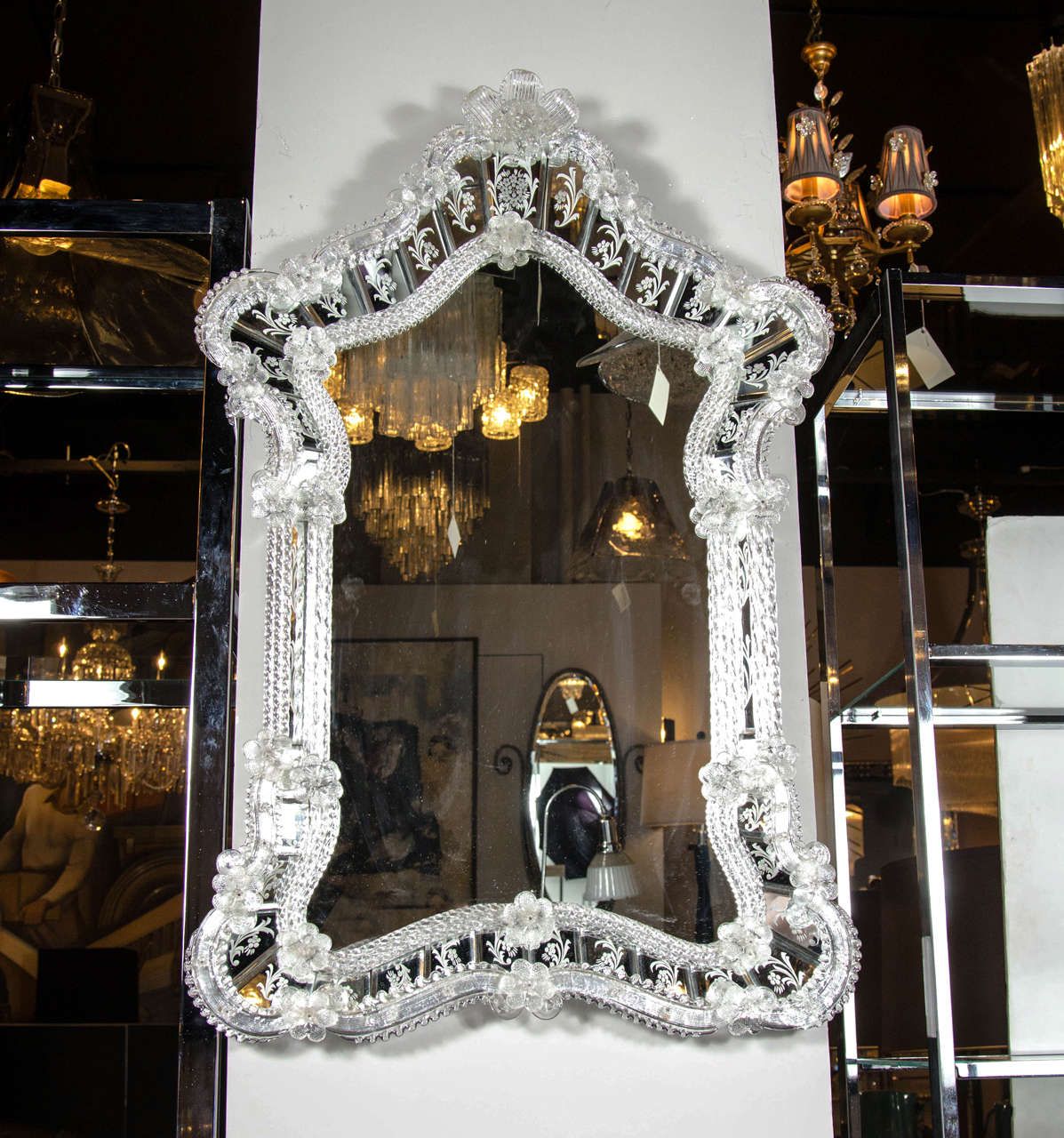 Elegant 1940s Scroll-Form Venetian Style Mirror