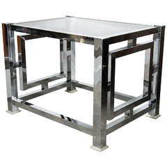 Mid-Century Modernist Chrome and Glass Side Table by Milo Baughman