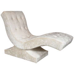 Mid-Century Modernist Sculptural Chaise in Gauffraged Croc Velvet Upholstery 10