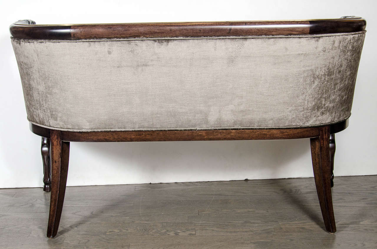 Exceptional Mid-Century Neoclassical Style Loveseat with Rams Head Detail 3