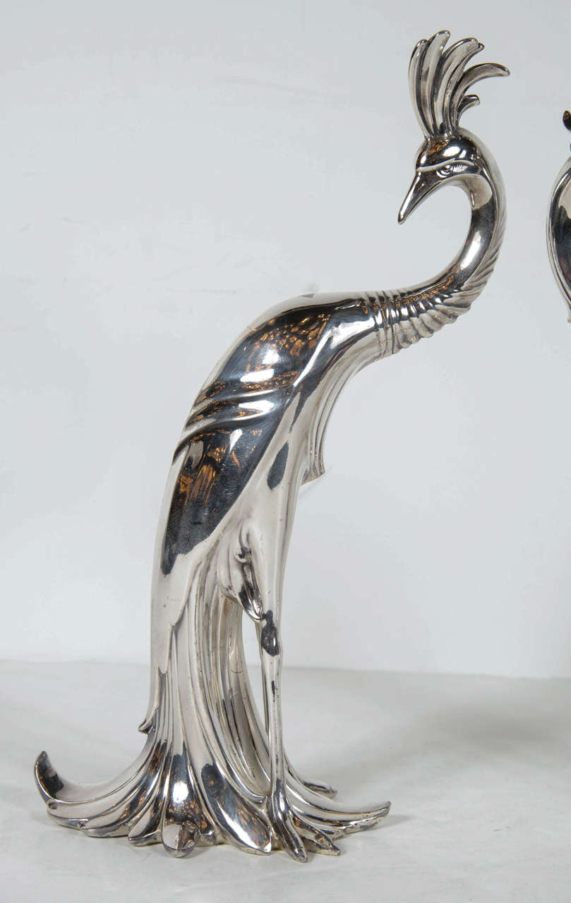 silver peacock statue