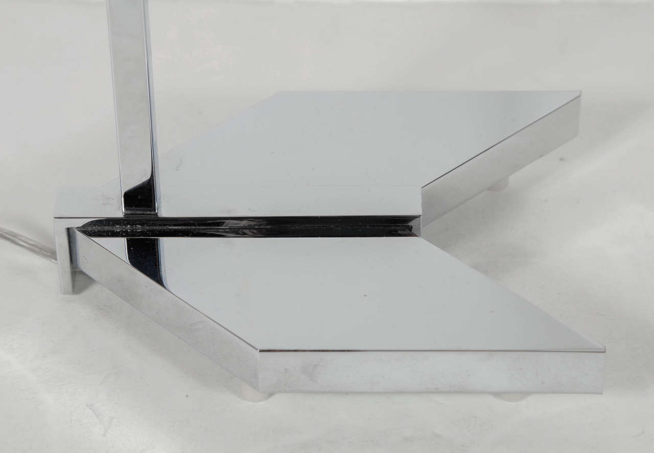 French Art Deco Machine Age Directoire Style Chrome Desk Lamp in the Manner of Adnet