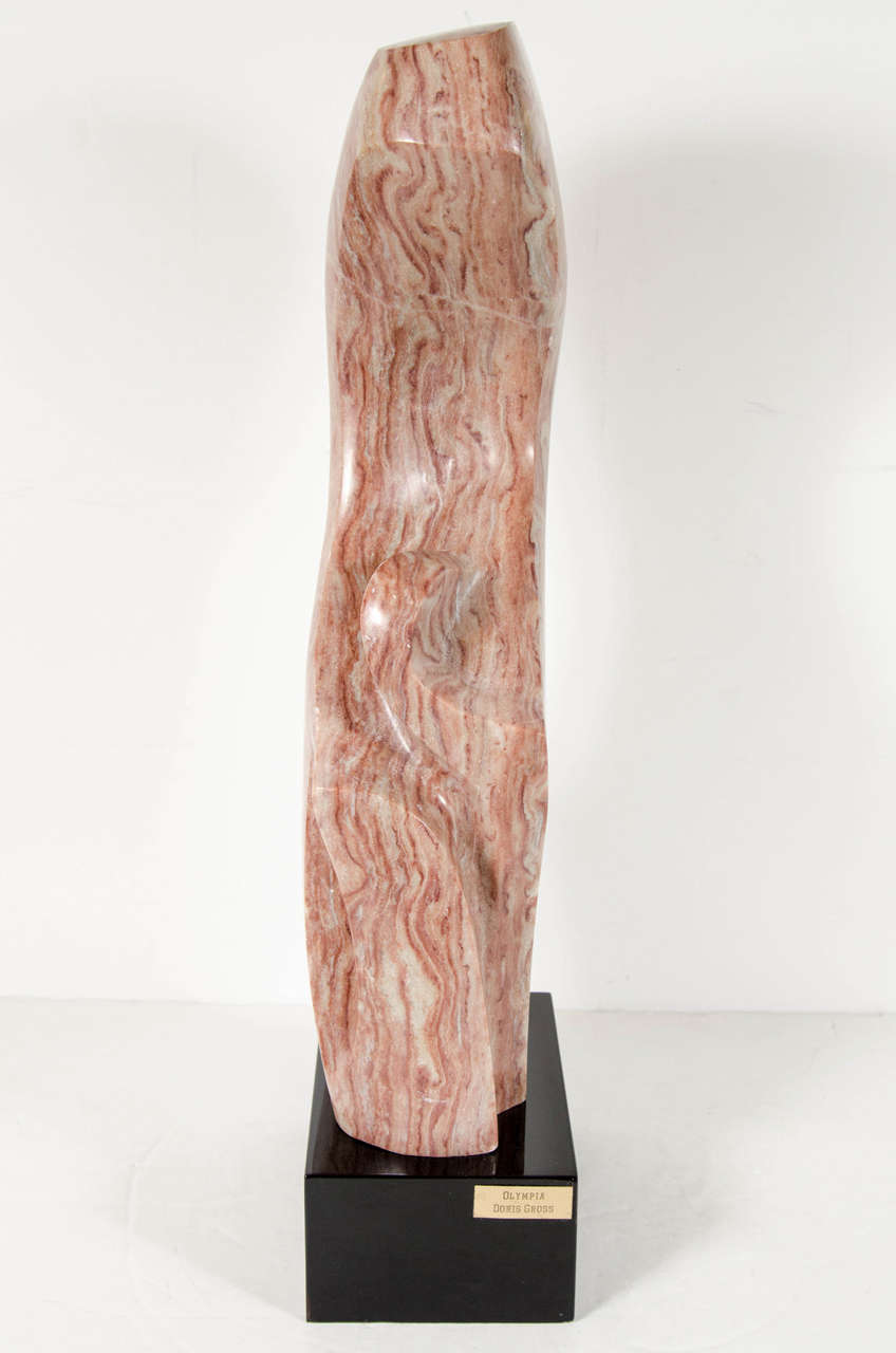 Mid-Century Modernist Exotic Marble Sculpture by Doris Gross 1
