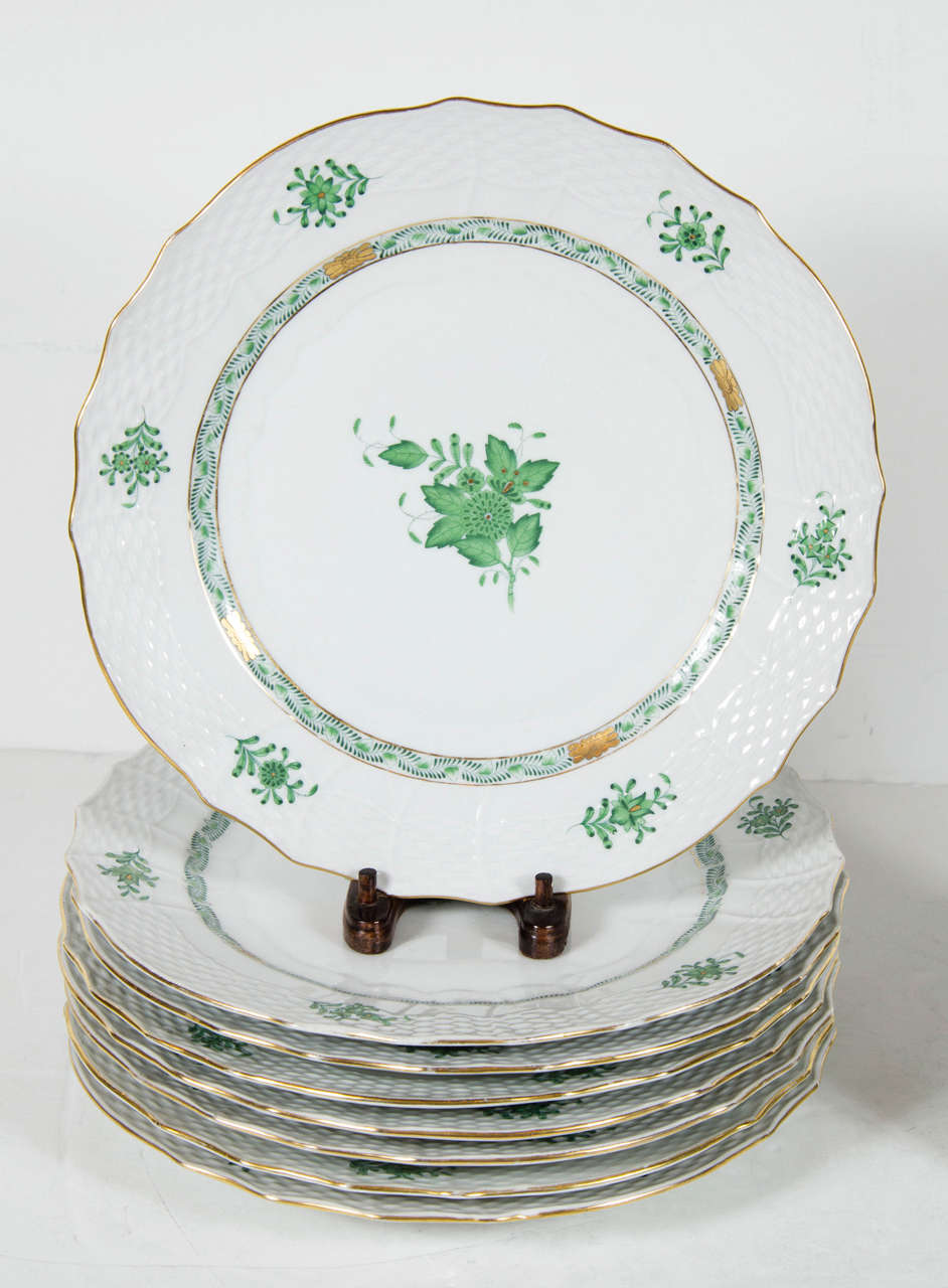 Regency Exquisite Set of 8 Dinner and Horderves Plates by Herend