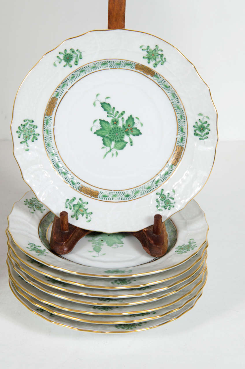 Hungarian Exquisite Set of 8 Dinner and Horderves Plates by Herend