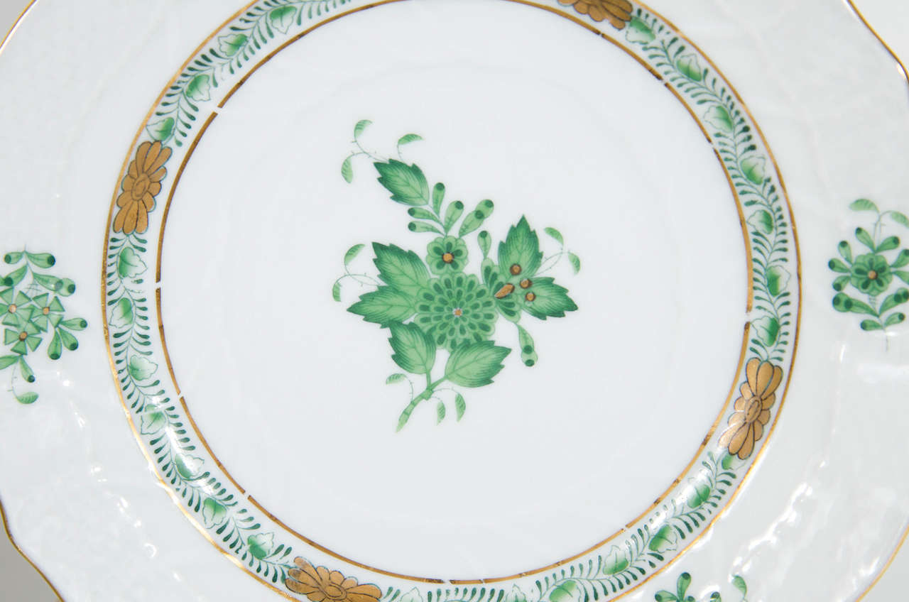 Mid-20th Century Exquisite Set of 8 Dinner and Horderves Plates by Herend