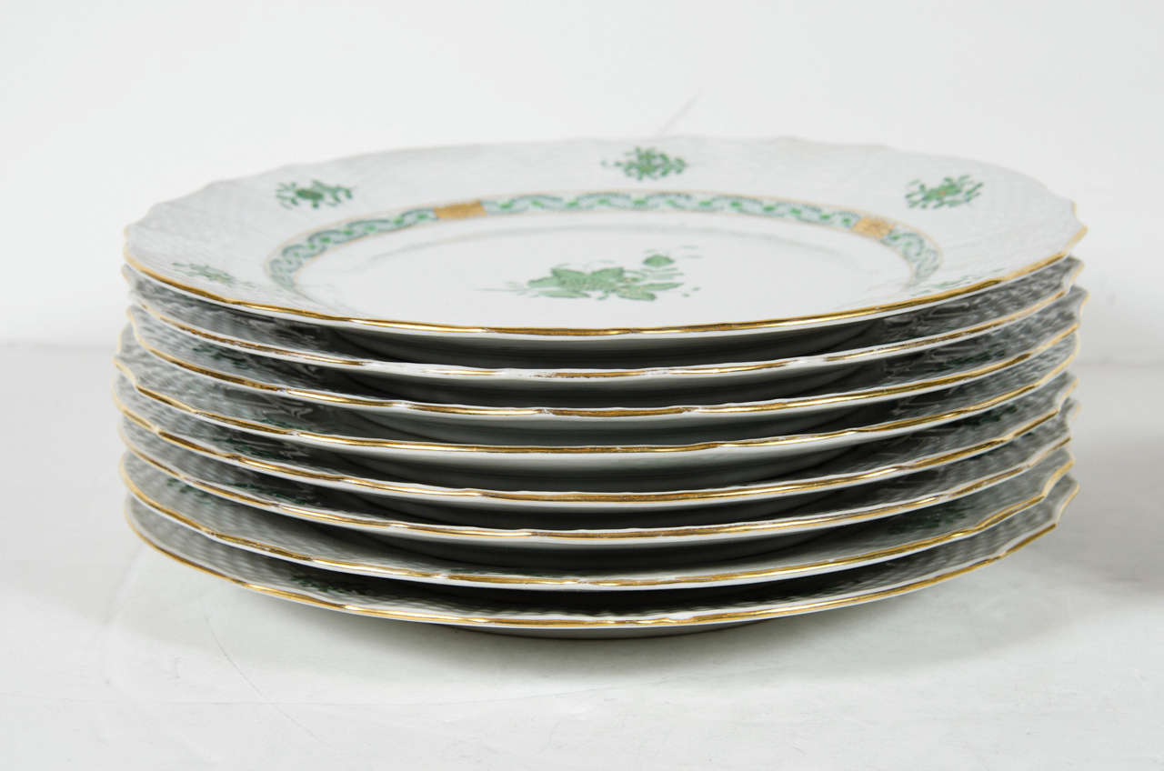 Exquisite Set of 8 Dinner and Horderves Plates by Herend 4