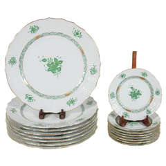 Retro Exquisite Set of 8 Dinner and Horderves Plates by Herend