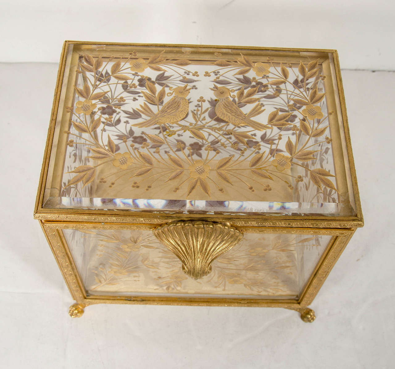 Exquisite French Empire Bronze Ormolu Mounted Crystal Box 1